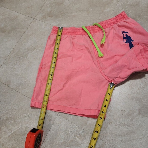 VTG 80s Gotcha Mens 32 Neon Pink Shorts Retro Baggy Graphic Drawstring Spellout - Picture 8 of 13